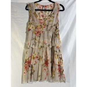 Massimo Dutti Dress Woman's 40 (8) 100% Silk Floral Feminine Sleeveless
